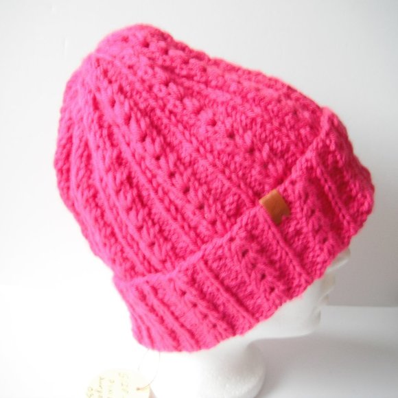 Hand Knitted Hat Toque Size XL-(L) Acrylic Pink - 038 Hand knit by me - Picture 3 of 10